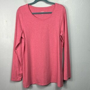 J. Jill Pure Jill Long Sleeve Pink Heather Scoop Neck Tee Tunic Top Large